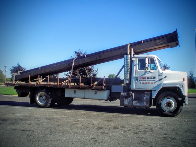 Structural Steel Loaded on Pro Weld Truck for Deliver at a Electric Substation