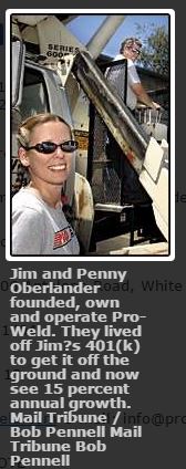 Pro Weld's WOSB Owner, Penny Oberlander in local Mail Tribune