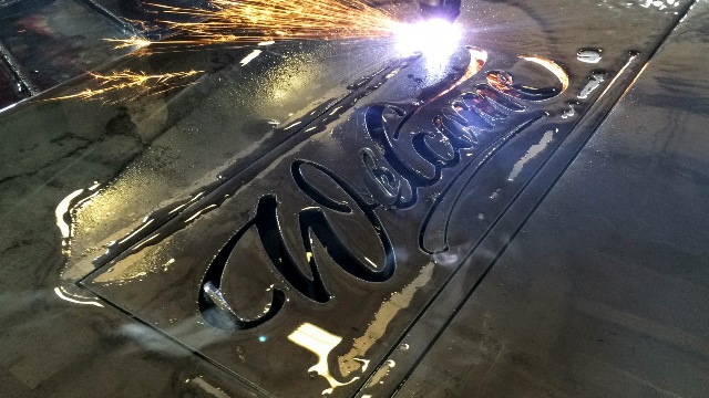 Plasma Cutting Service Welcome Sign made in Oregon at Pro Weld, a certified Woman Owned Enterprise